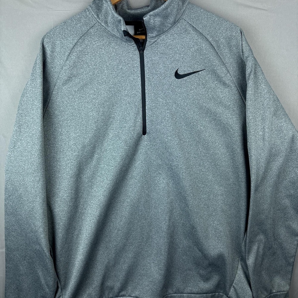 Nike Therma Dri Fit 1/4 Zip Pullover Mens 2XLT Gray Fleece 860497